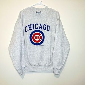 Vintage MLB Baseball Mens Large Chicago Cubs Crewneck Sweatshirt Heather Gray